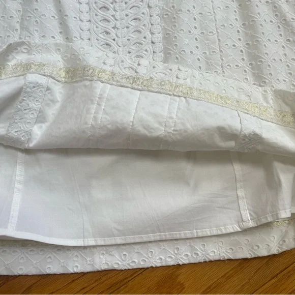 Lilly Pulitzer Daniela Cotton Eyelet Mini Coquette Dress White Puff Sleeves 14